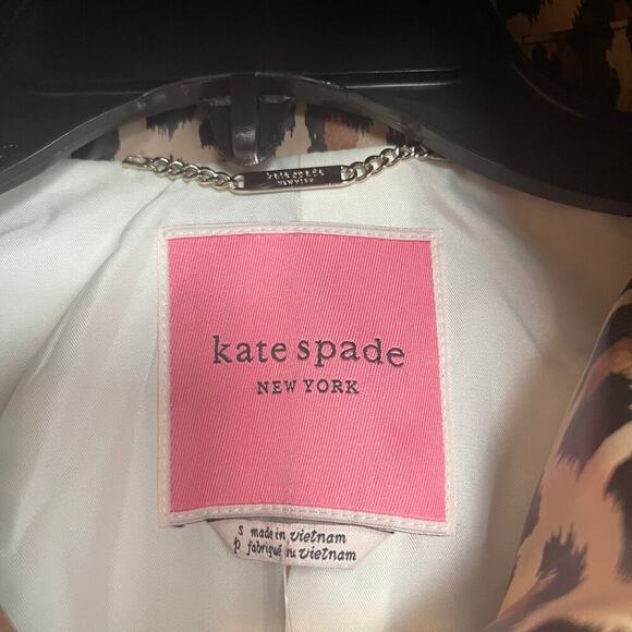 Kate Spade New York Leopard Matte Aline Raincoat Long Sleeve Brown Women's SZ S - Picture 12 of 12